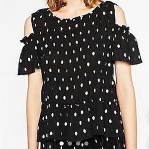 Zara Black and White Polka Dot Blouse
